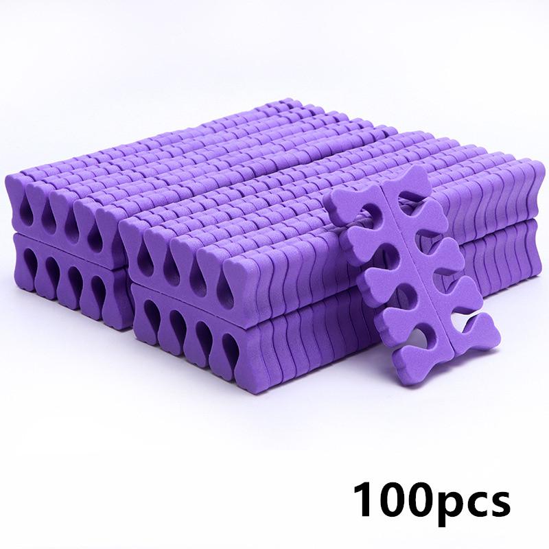 

100 шт. Розовые губки для нейл-арта - Разделители для пальцев рук и ног для маникюра и педикюра, ухода за ногами - Оптом фиолетовый