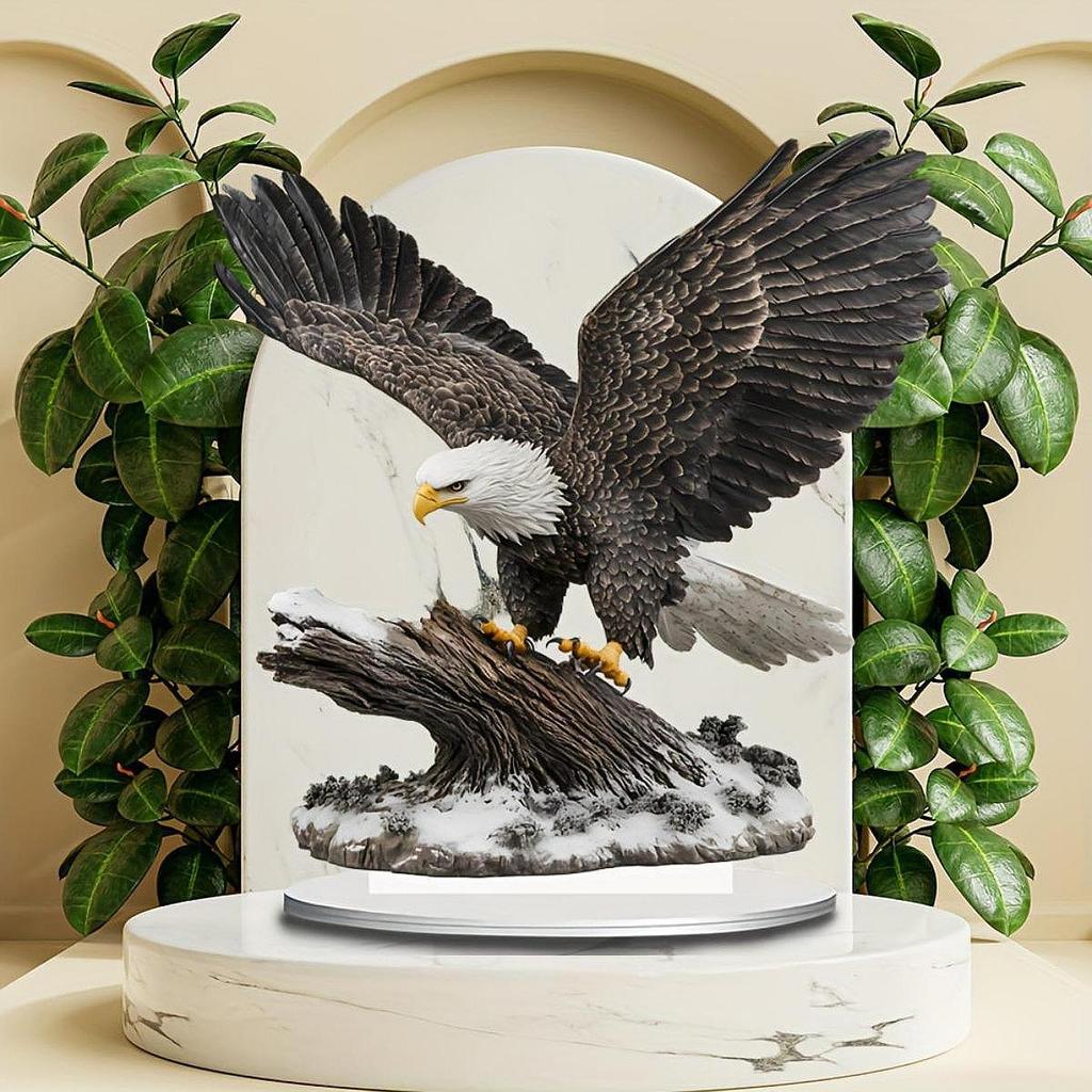 Acrylic Eagle Ornament Creative Easy Installation Attractive Party Supply Ideal Gift with Base for Display Shelf Holiday Corner