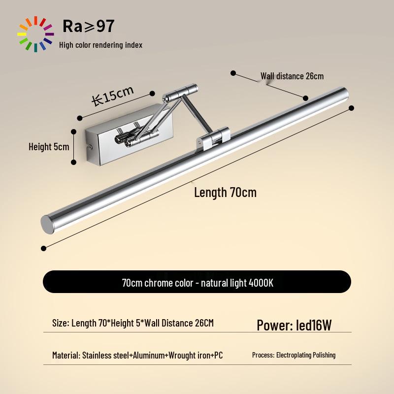 LED Vanity Mirror Light: Drill-Free Installation for Bathroom or Dressing Table Cabinets