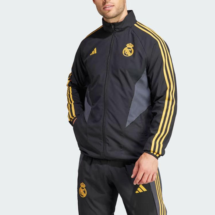 Adidas Striped Zip Fitted Jacket Men Jackets Black HY0641