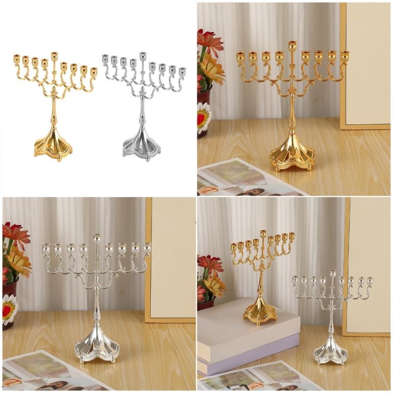 9 Branch Hanukkah Menorah Candle Holders for Shabbat,Tabernacle, Menorahs Chanukah Party Supplies Housewarming Present