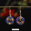 Chinese retro cloisonne enamel earrings female classical temperament simple flower earrings niche design earrings