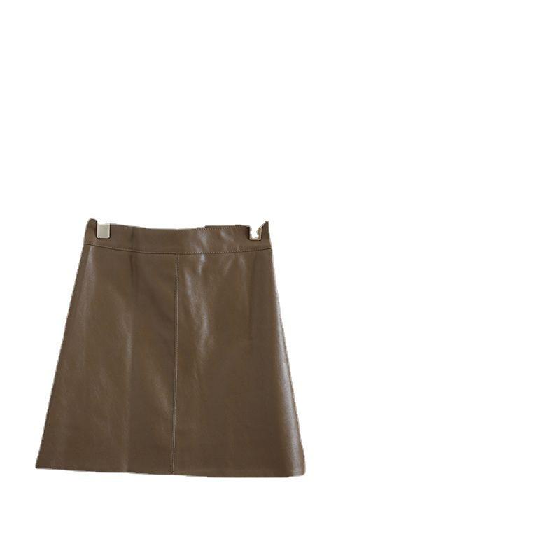 Magas derekú A-vonalú PU bőr rövid szoknya petite nőknek - Fekete, Karcsúsító és Nem átlátszó, Tökéletes tavaszra és őszre