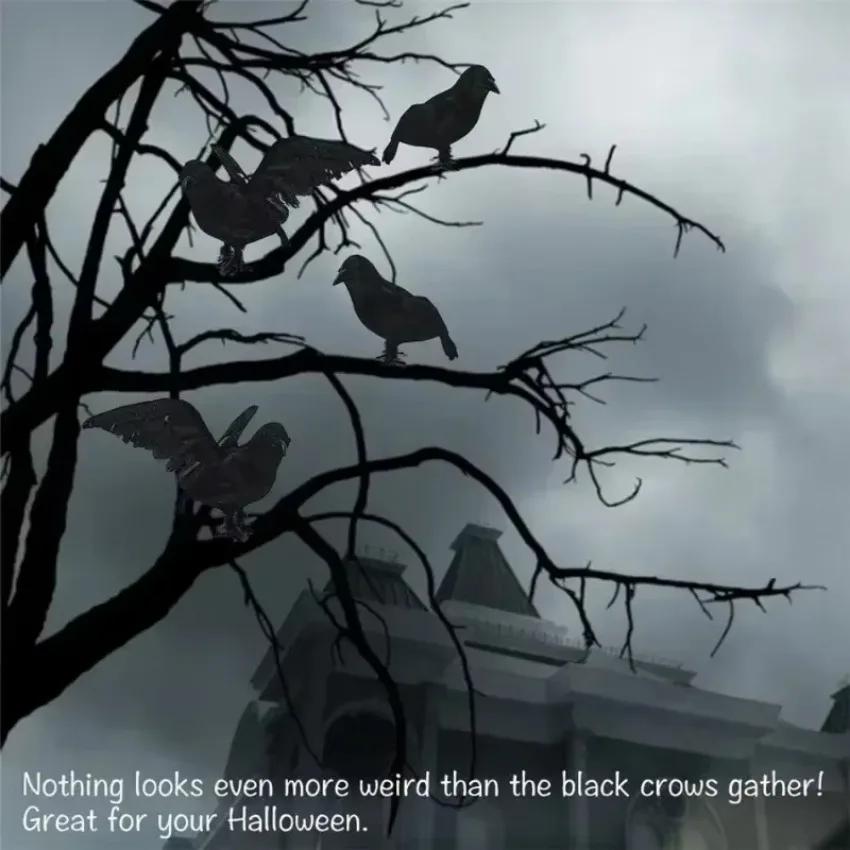 Halloween Black Crow Fakes Bird 3pcs/set Feather Animal Festival Decoration Props Party Supplies Garden Statues Sculptures Decor