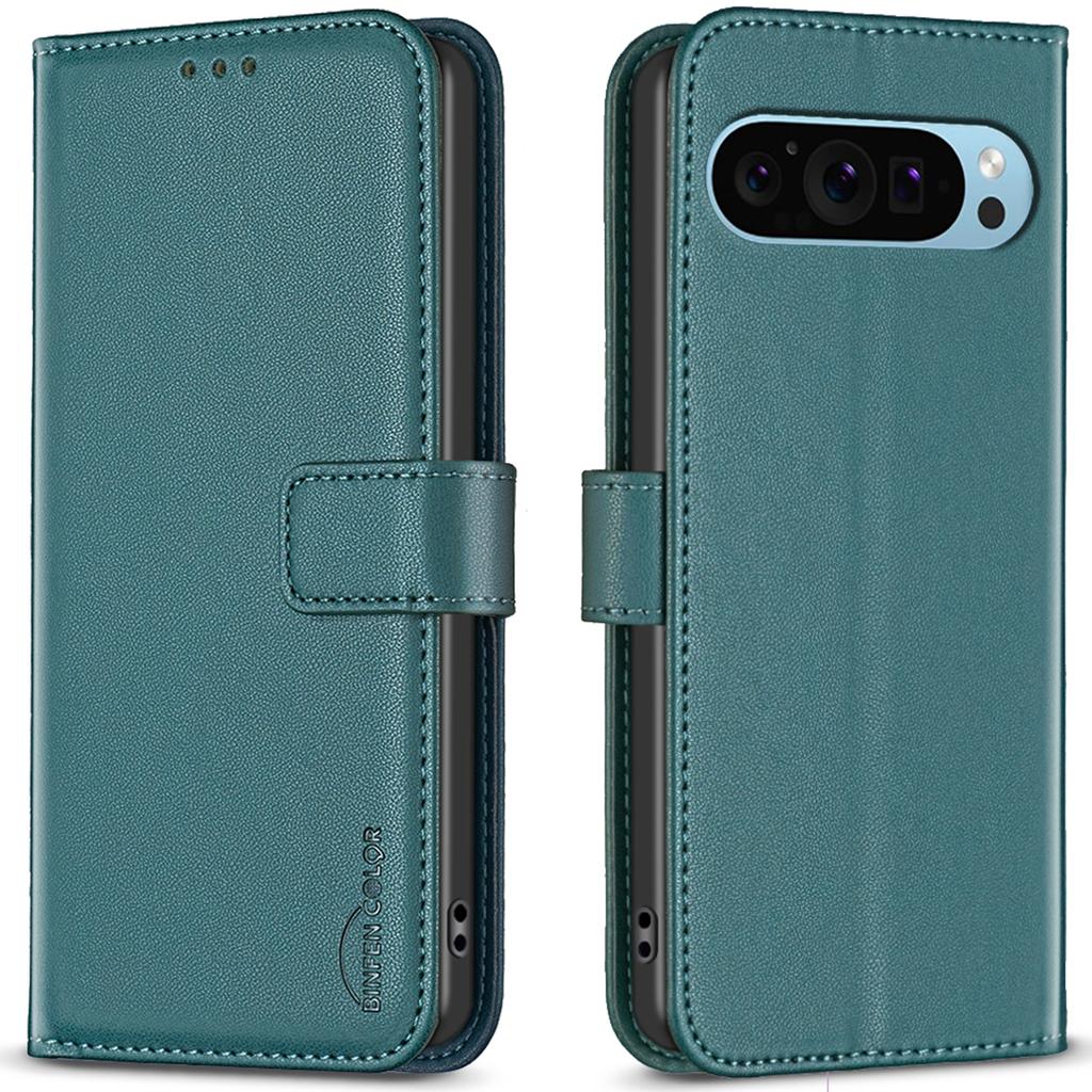 BINFEN COLOR BF17 Für Google Pixel 9/Pixel 9 Pro Magnetische Handyhülle Sturzsichere Lederhülle mit Kartenfächern