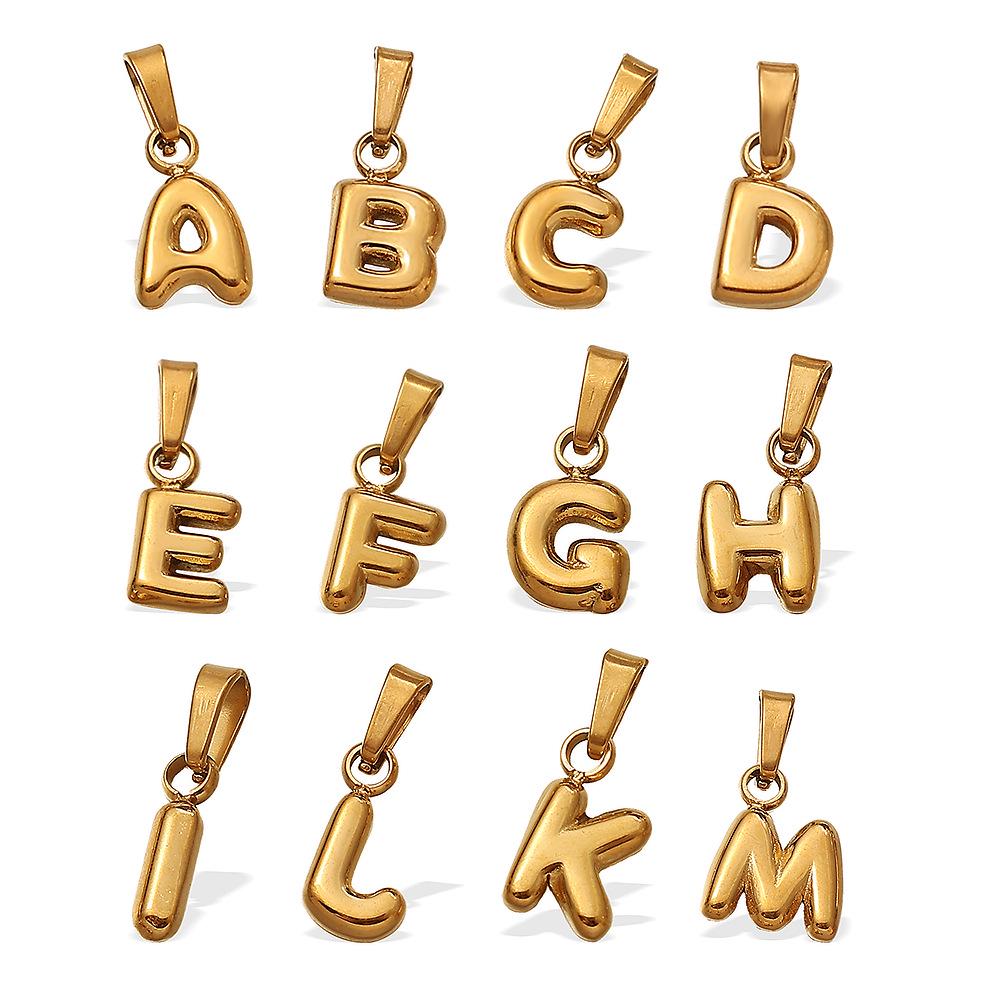 18K Gold Plated Bubble Letter Pendants - 26 English Letters