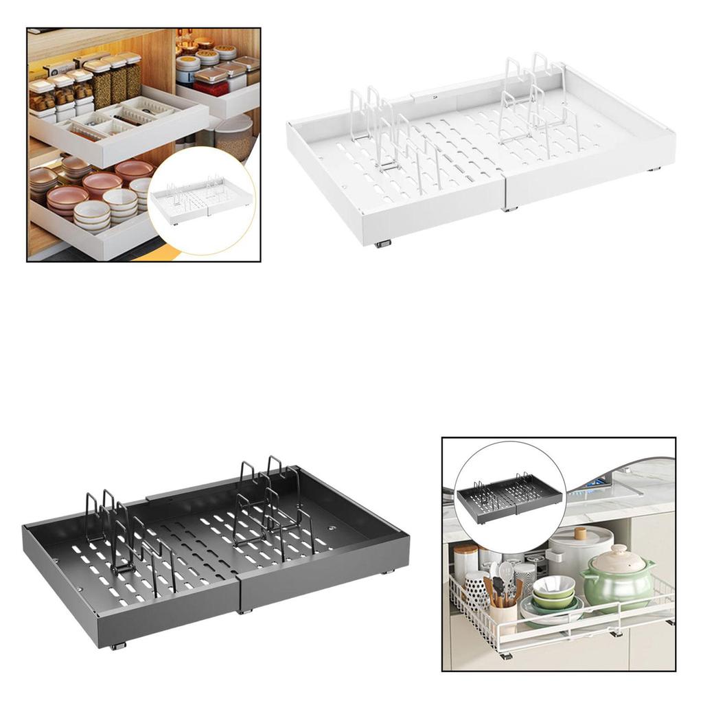 Carbon Steel Pull Out Shelving Kitchen Organizer Expandable Storage Rack for Cabinets Pantry Under Sink