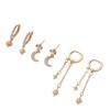 Star and Moon Chain Tassel Earrings - Hexagram Personality Fashion Zircon Earring Set for Women's Ear Pendants