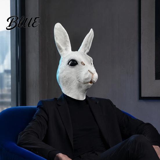 Maschera Comoda per Spettacolo Teatrale Testa di Coniglio Adulti Coniglio Realistico Cappuccio in Lattice Non soffocante Halloween Cuscino per il Viso Costume Animale