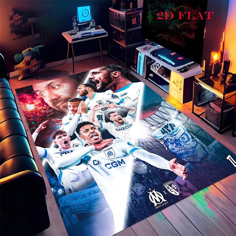 Olympique de Marseille Carpet Rug for Living Room Bedroom Home Sofa Decoration,Kids play Nonslip Floor Mat