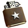 Zorro 506 Antique Silver Star Leather Brass Kerosene Lighter - Handmade Gift