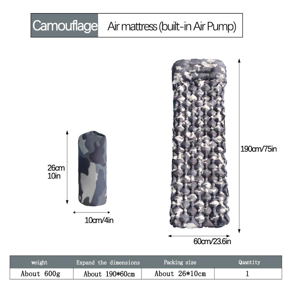 Ultralight Portable TPU Inflatable Camping Pad - Moisture-Proof, Single/Double, Foot-Press Design