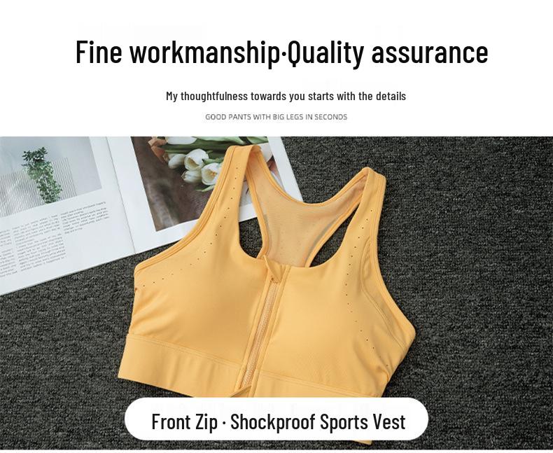 Shockproof Racerback Yoga Tank with Integrated Zip Bra for Large Busts