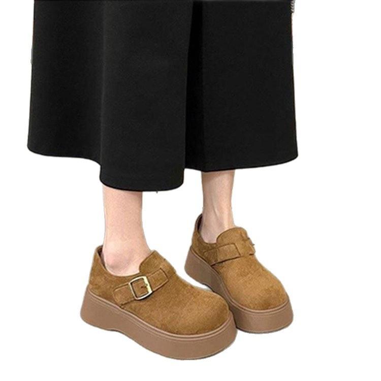 Platform muffin women's autumn new retro big head shoes versatile one-pedal loafers