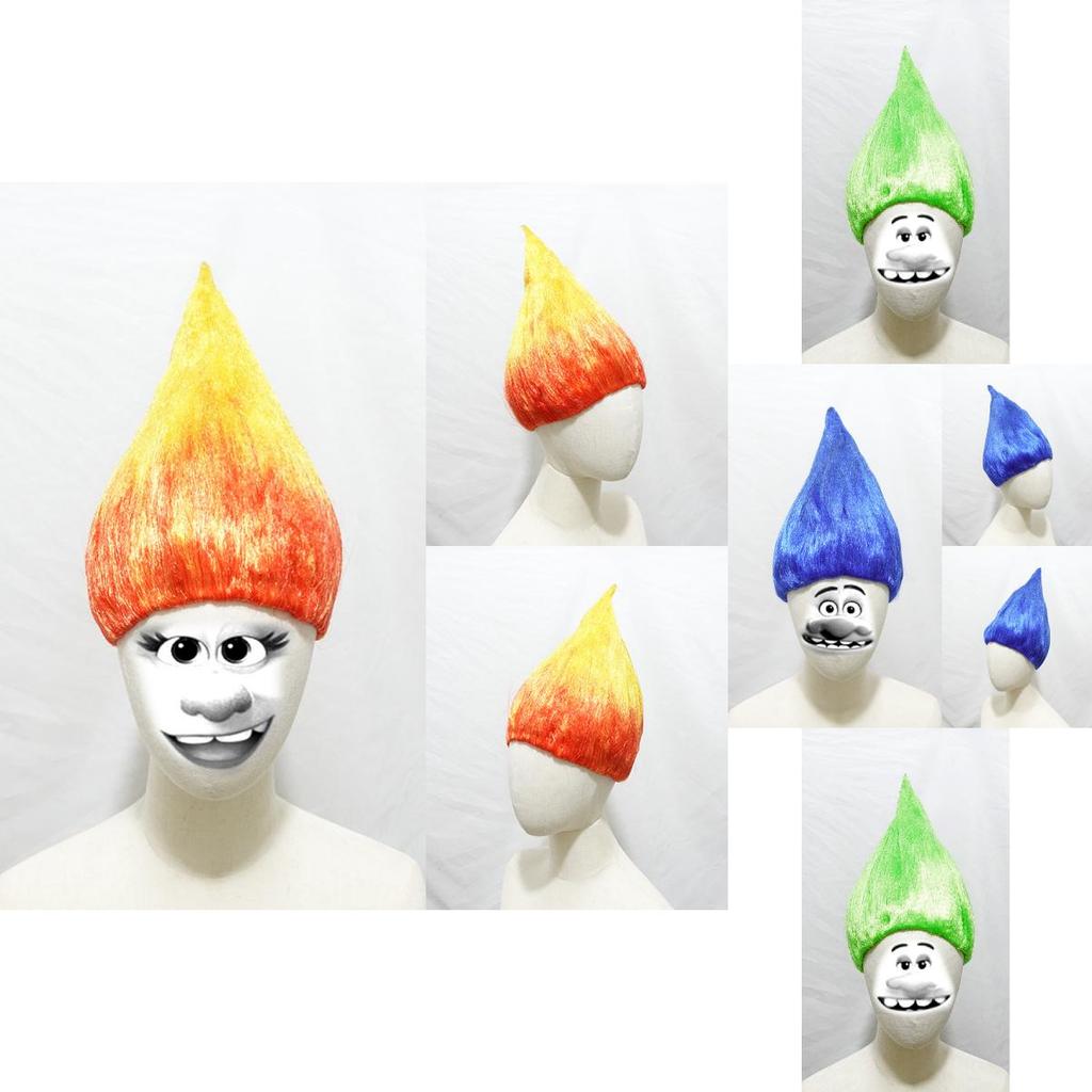 Parrucca Cosplay Trolls Stile Fiamma Per Feste di Halloween e Costumi Anime