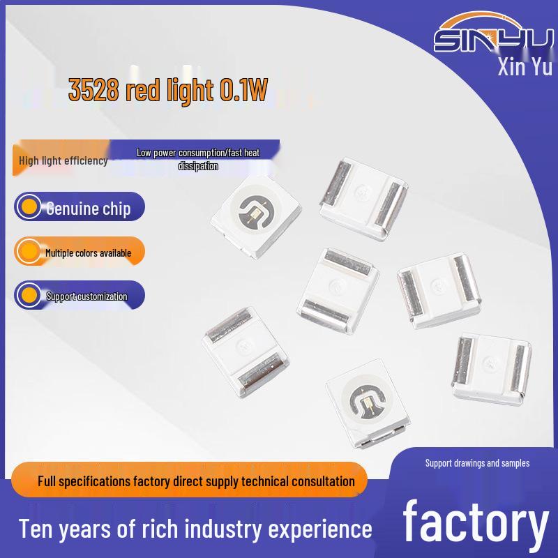 3528 SMD LED Red Indicator Backlight Beads, 120° Beam Angle, Low Power Consumption