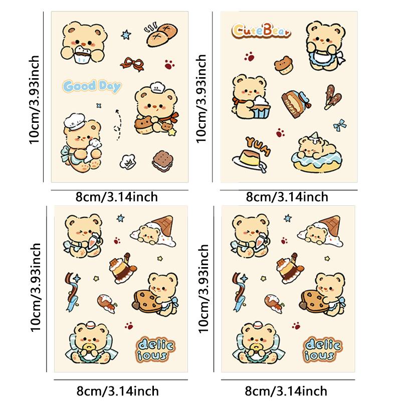 4-Sheets Cartoon Stickers Aesthetic Vinyl Decals Cute Waterproof Stickers for Skateboard Laptop Luggage Fridge DIY Decal