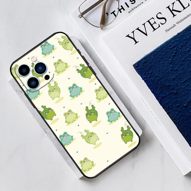 Cute Green Frog Case For iPhone 17 Air 15 14 13 12 11 16 Pro Max Mini 16 15 Plus 16e Funda Silicone Cover