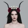 Gothic Lace Rose Devil Horn Headpiece Stylish Hair Hoop Lightweight Photoshoots Props For Halloween Cosplay Event