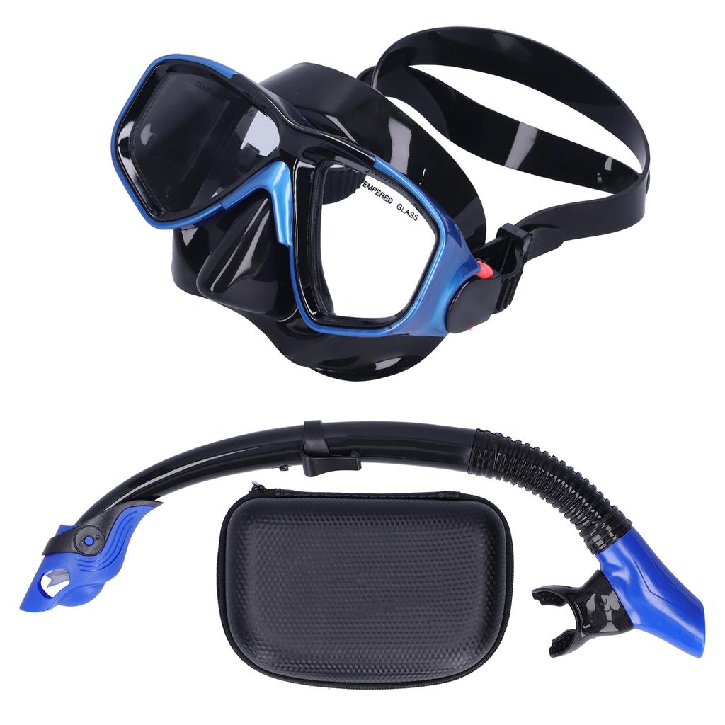 Snorkeling AntiFog Goggles Set Diving Glasses with Full Dry Snorkel for Kids Adults(Blue GogglesSnorkel )