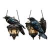 Raven On Lantern Acrylic Suncatcher Faux Stained Glass Window Wall Hanging Ornament Gothic Crow On Lamp Halloween Decor for Dark Academia Home Decor