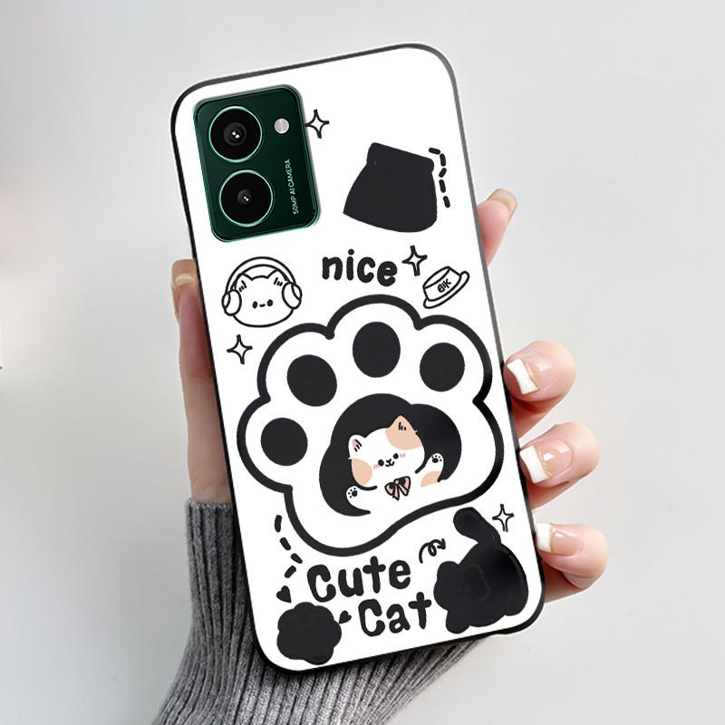 Custodia Per Nokia HMD Pulse Pro / HMD Pulse / HMD Pulse+ Custodia Estetica Gatto Carino Astronauta Nero Opaco Morbido TPU Cover Antiurto
