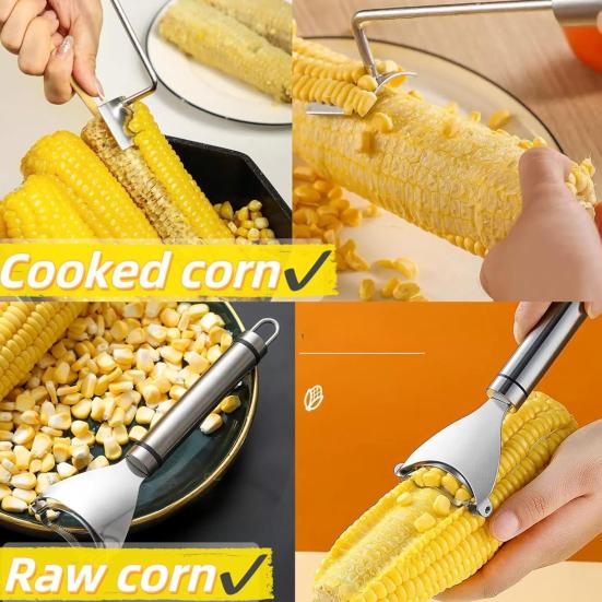 Corn Planer Thresher Stainless Steel Corn Cob Peeler Corn Thresher Tool with Ergonomic Handle for Home Kitchen BBQ