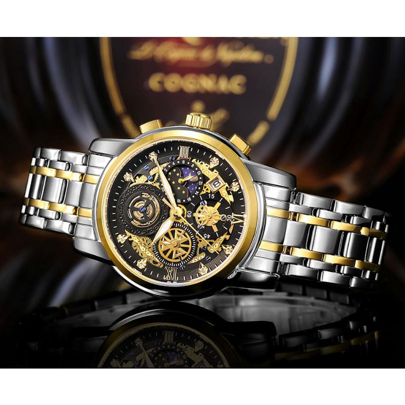 WWOOR Skeleton Watch Trendy Business Men's Watches Waterproof Fashion Quartz Men's Watches