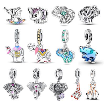 Animal Series Copper Sacred Elephant Camel Giraffe Zebra Charm Fit Diy Bracelet Necklace Fine Zoo Souvenirs Gifts