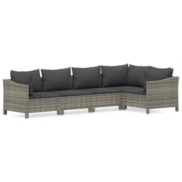 VidaXL Salon de Jardin avec Coussins 5 pcs, Ensemble de Meubles de Terrasse, Mobilier d'Extérieur, Canapé de Patio, Moderne, 3187274