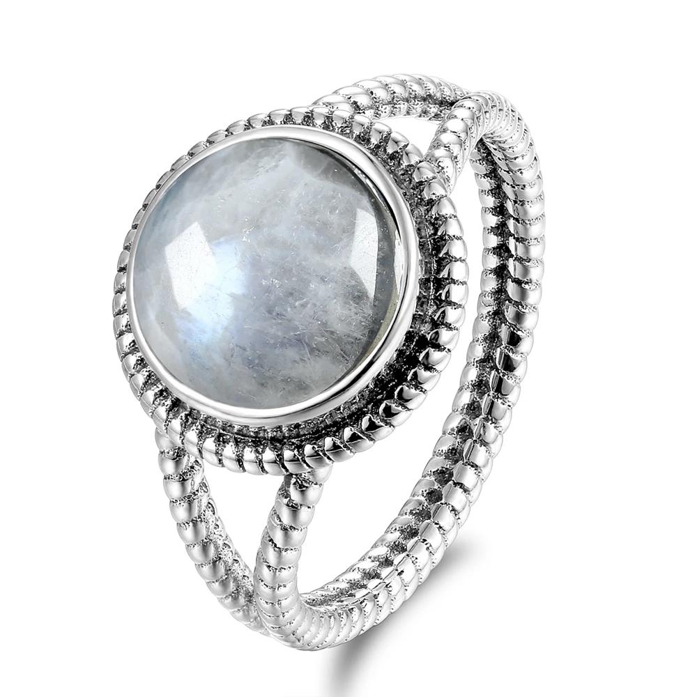 CopperRings With 10MM Round Natural Moonstones Women's Wedding Party Anniversary Fine Jewelry Ring