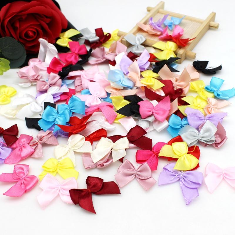 50-100Pcs/Pack 2*2.5cm Small Dacron Ribbon Bow Flower Craft Decoration Handwork DIY Party Decoration Colored Ribbon Bows