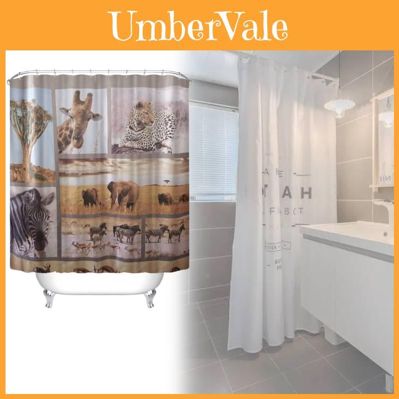 Animal Shower Curtain Peva Waterproof Bathroom Divider For Home Use