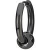 Stainless Steel Black Circle Beads Huggie Hinged Hoop Earrings F