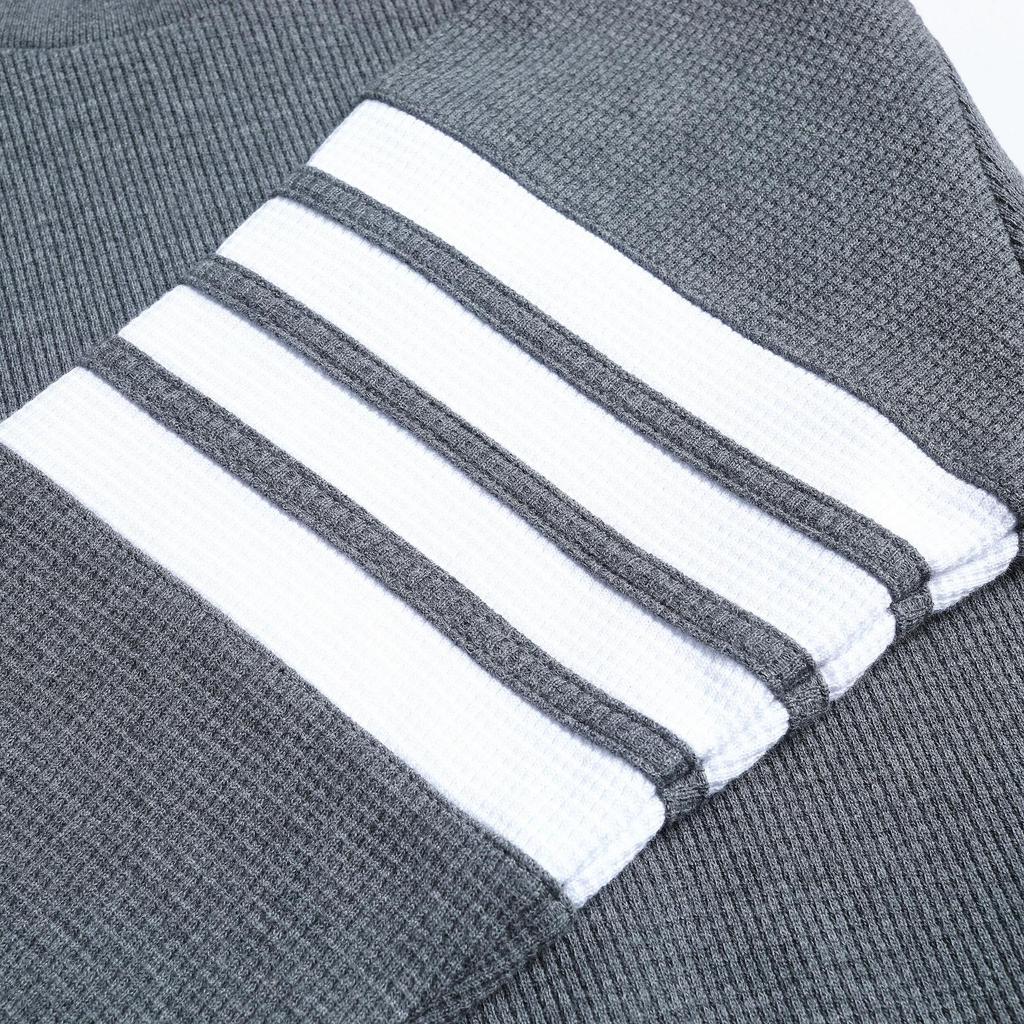 Men's Short Sleeve Waffle Knit Cotton Sweatshirt Top - Casual Spring Style