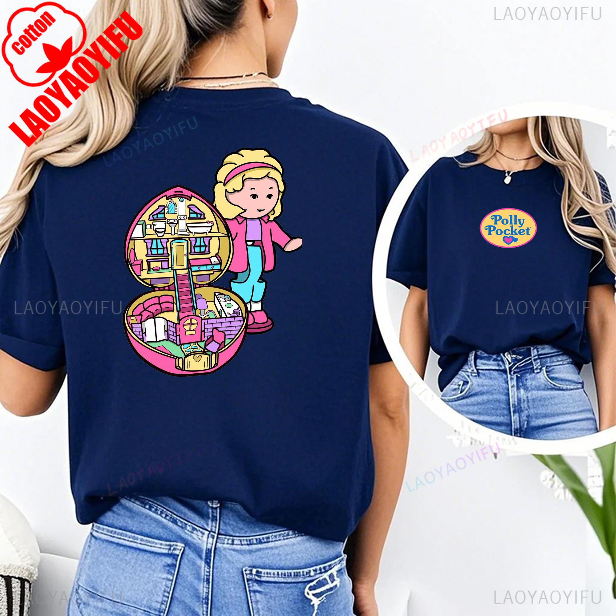 Милая футболка с принтом Polly Pocket Милые топы Polly Pocket Летняя Мужская С круглым вырезом С коротким рукавом Классический узор Мультяшная футболка 4XL