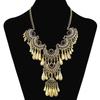 Vintage Ethnic Exaggerated Statement Necklaces Antique Silver Carved Water Drop Tassel Necklaces For Women Boho Jewelry