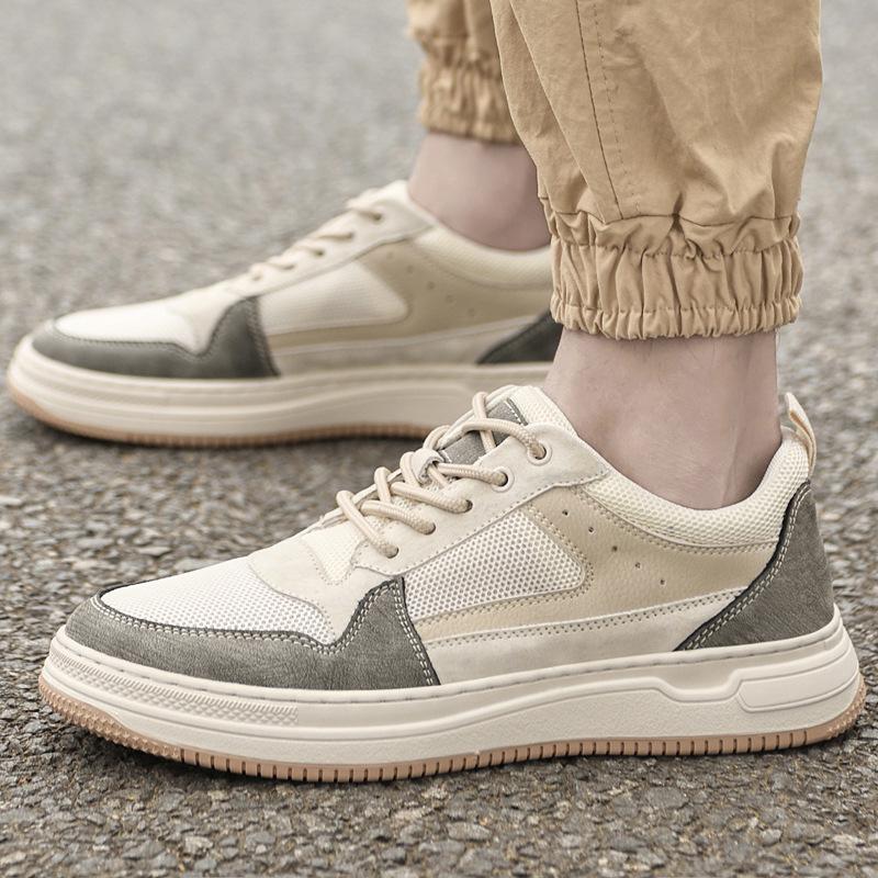 Men's Shoes British Style Soft Sole Breathable Trend Fashion Mesh Shoes Casual Sports Shoes Thick Baseplate Shoes Men