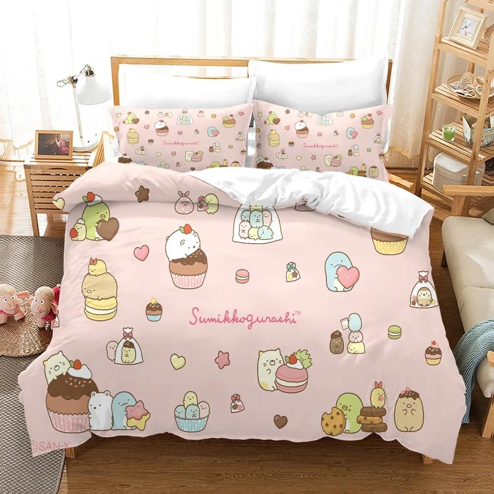 3D Printed Sumikko Gurashi Pattern Comforter Cover with Pillow Cover Bedding Set Single Double Twin Full Queen King Size Bed Set