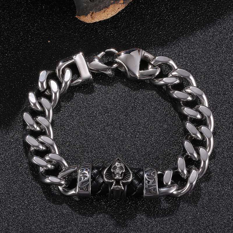 GAVU Kristallperlen Armband Für Männer Mit Totenkopf-Charm – Verstellbar, 19+3 Cm