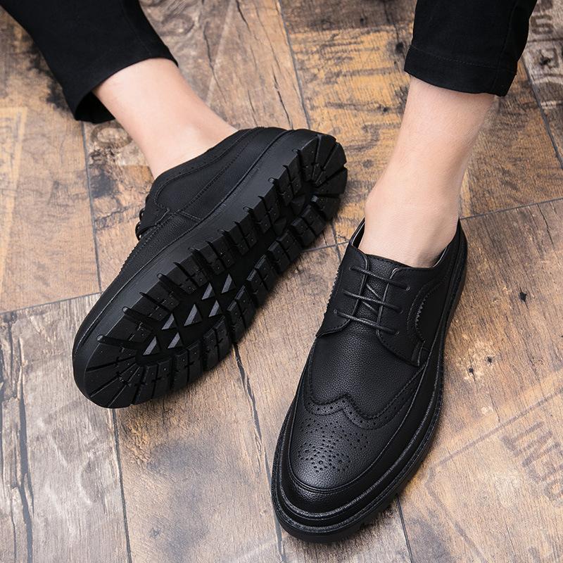 Leather Shoes Men's 2025 Summer Breathable Korean Version Tide Thick Sole Heightening Business Dress Casual British Leathershoes