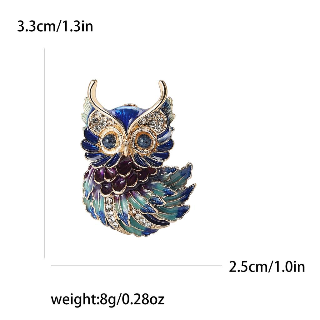 Cute Alloy Enamel Owl Brooch Niche Ladies Suit Cardigan Corsage Ornament Pin
