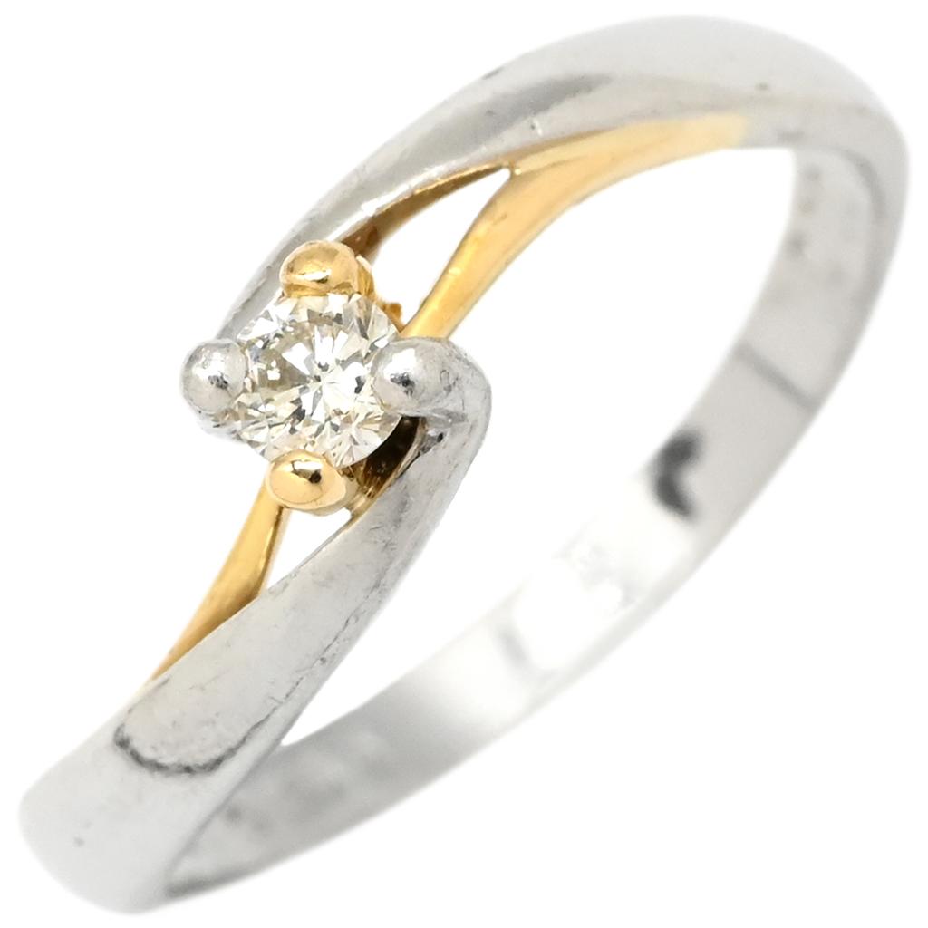 NON BRAND - Diamond combination colorRing ring Pt900/18K Yellow Gold #9(JP Size) Array