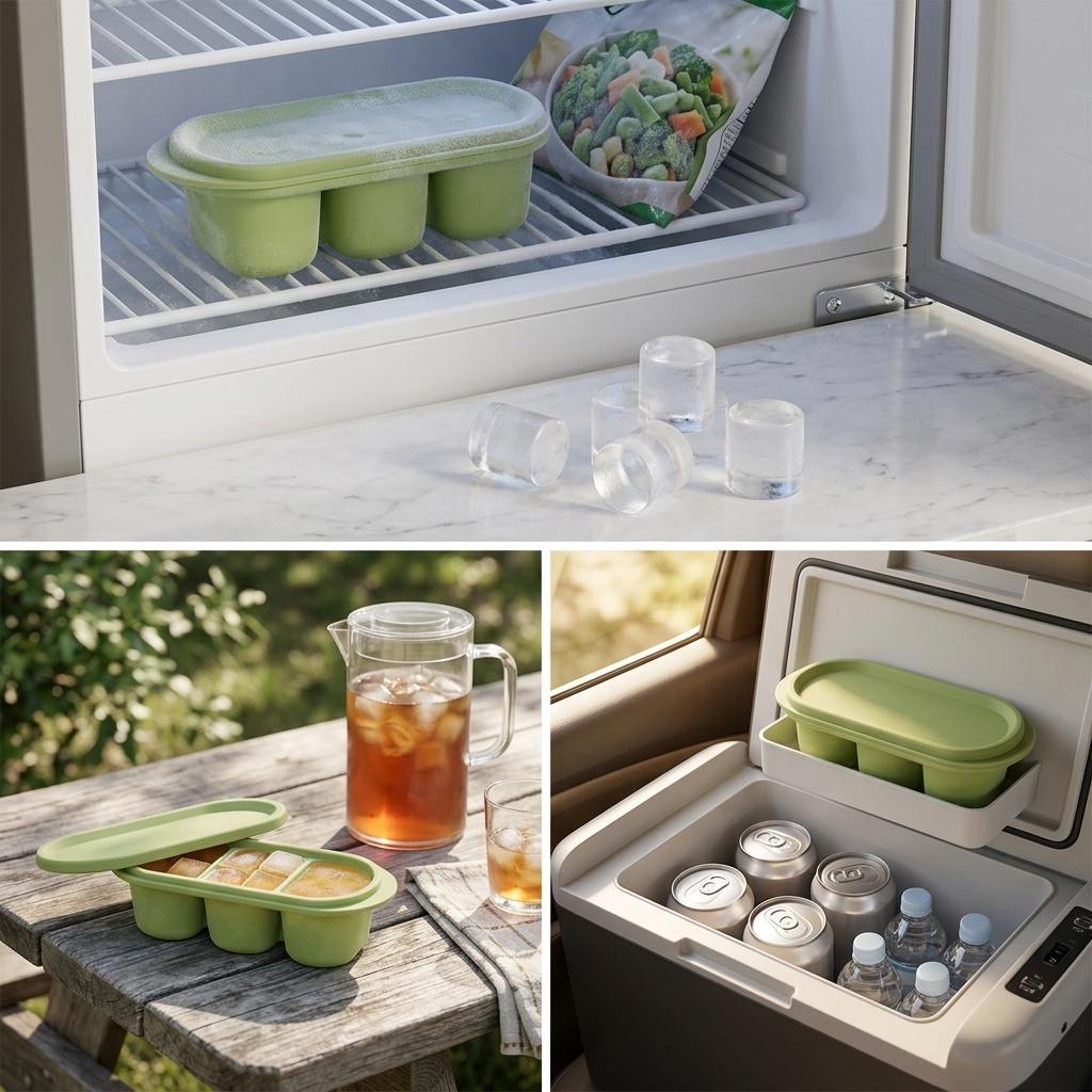 Food Grade Silicone Ice Tray With Lid And Press Release For Home Use