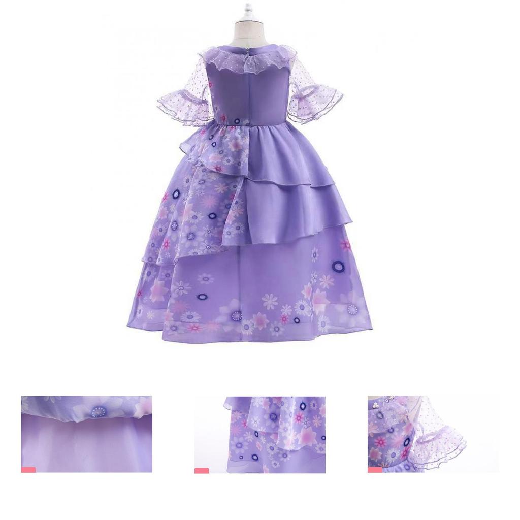 Encanto Isabela Kids Deluxe Puffy Yarn Princess Costume Perfect For Halloween Carnivals And Fancy Dress Parties!