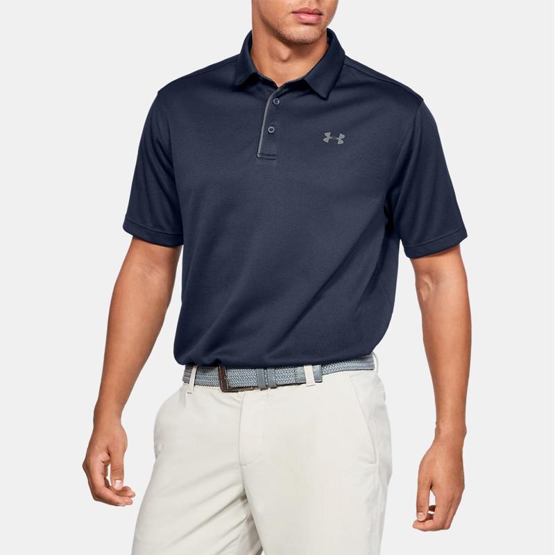 Under Armour Tech Performance Golf Polo Shirt Men Tops Navy-Blue 1290140-410