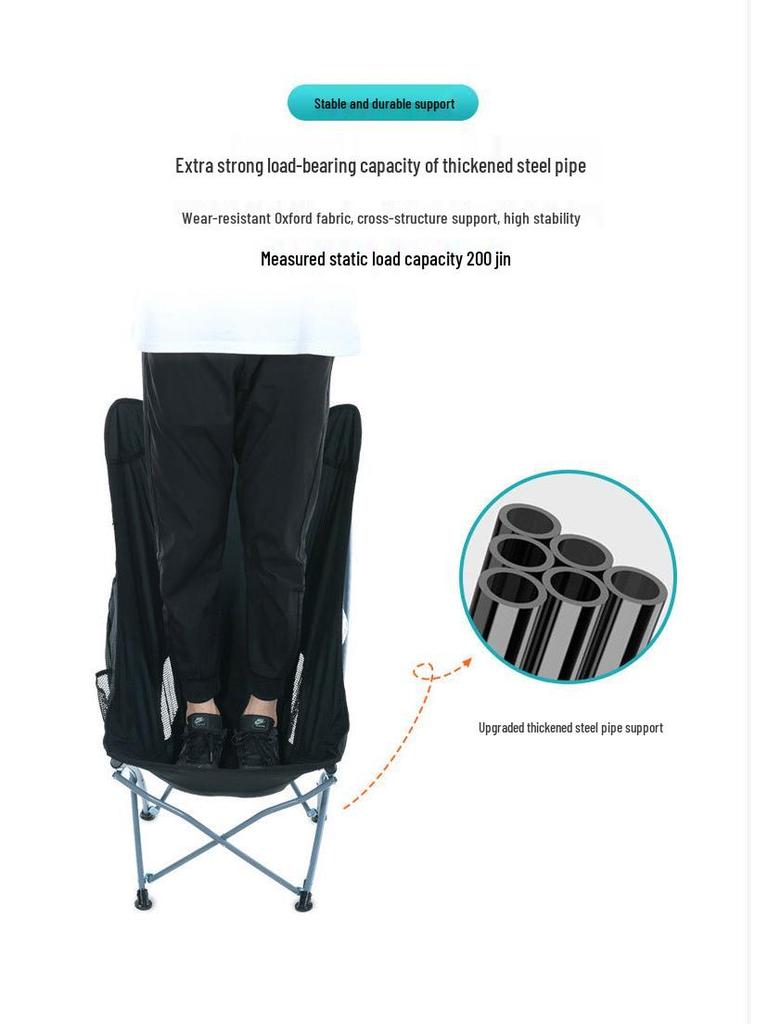 Přenosné křeslo Moon s opěrkou hlavy pro kempování, rybaření, grilování a venkovní volnočasové aktivity