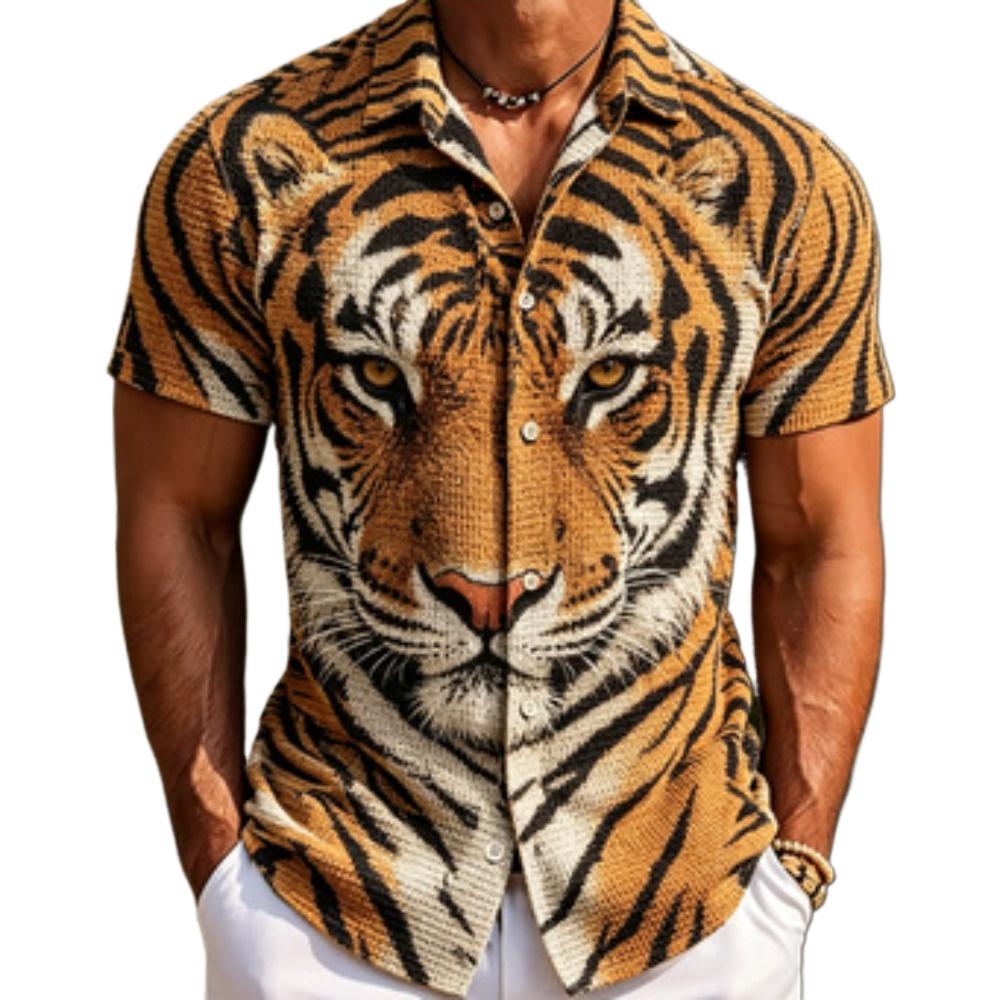 Homewear Men's Shirts Beast Wolf Tiger Leopard Printed Short Sleeved Shirts Summer Men's and Women's Fashion Holiday Shirt