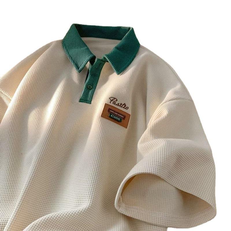 2024 Summer Polo Shirt Short-sleeved T-shirt For Men American Retro Trendy Brand Handsome Versatile Half-sleeved T-shirt Tops