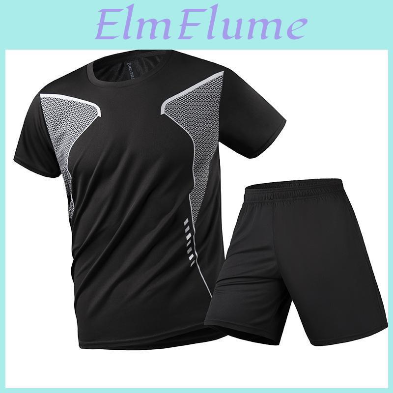 Suit Summer Sports Men Tracksuit Running Fitness Two Piece Set